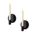 Matte Black Wall Sconce Candle Holders Set of 2 for Taper Candles, Minimalist Metal Wall Mounted Candlestick - 0.82 Inch Cup Diameter
