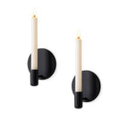 Matte Black Wall Sconce Candle Holders Set of 2 for Taper Candles, Minimalist Metal Wall Mounted Candlestick - 0.82 Inch Cup Diameter
