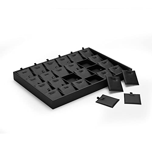 Black PU Leather Jewelry Display Tray 24 Grids Pendant Earrings Necklace Organizer Display Showcase Jewelry Storage Tray - style: Necklace Tray