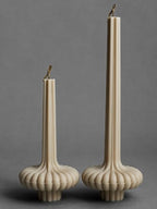 LAWA Set of 2 Pumpkin Base Candle - Beautiful Handmade Pillar Unscented Soy Wax Elegant Aesthetic Vase Candle Housewarming Gift Home Room Shelf Decor Idea Sandstone - color: Sandstone