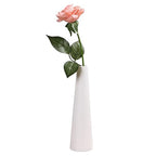 Tall Conic White Ceramic Flower Vase Small Bud Vase Single Flower Decorative Floral Vase Taper Vase Table Top Centerpieces for Home Wedding Table Bedroom Living Room Office Desk