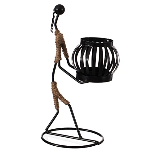 Wire Figure Candle Holder Decorative Modern Tea Light Lantern Tabletop Centerpiece Candle Stand, Front Carry - color: Front Carry