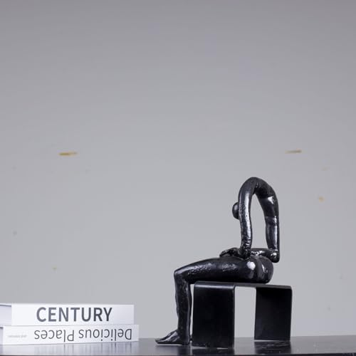9.8'' Bronze Melancholy Sculpture, Modern Abstract Emptiness Statue& Think of Grief Sculpture Masterpiece Reproduction Brass Art Boutique for Home Office Decor and Special - color: 9.8" Black