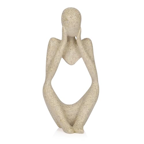 Sandstone Resin Thinker Style Abstract Sculpture Statue Collectible Figurines Home Office Bookshelf Desktop Decor (Small Sandstone, Focus) - color: Small Sandstone, size: Focus 1pc