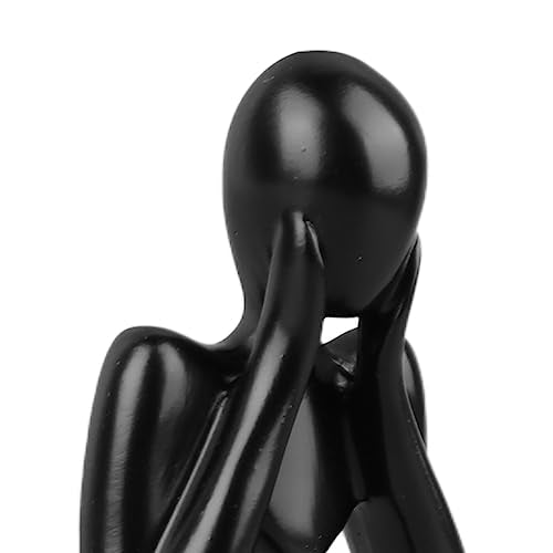 Abstract Thinker Statue | Synthetic Home Accent for Living Room/Office Desk/Bookshelf | Hollow Design Art Sculpture Collectible Present (Black Focus) - style: Black Focus