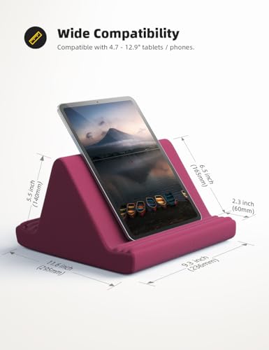 Lamicall Tablet Pillow Stand, Pillow Soft Pad for Lap - Tablet Holder Dock for Bed with 6 Viewing Angles, for iPad Pro 9.7, 10.5, 11, 12.9 Air Mini 4 3, Kindle, Galaxy Tab, E-Reader, Purplish Red - color: Purplish Red