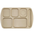 G.E.T. 6 Compartment School Cafeteria Tray, Right Handed, 10" x 15", Sandstone (4 Pack) - color: Sandstone, size: 10" x 15", style: 4 Pack Right Handed Trays