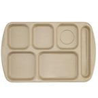 G.E.T. 6 Compartment School Cafeteria Tray, Right Handed, 10" x 15", Sandstone (4 Pack) - color: Sandstone, size: 10" x 15", style: 4 Pack Right Handed Trays