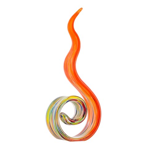 11.4" Tall Hand-Blown Glass Sculpture Murano-Style Sculpture Art Ornament Statue Figurines Home Decor Accent Piece Coastal Ocean Nautical Home Decor,Shelf,TV Stand,Tabletop Centerpieces,Wonderful Gift - color: Colorful-red