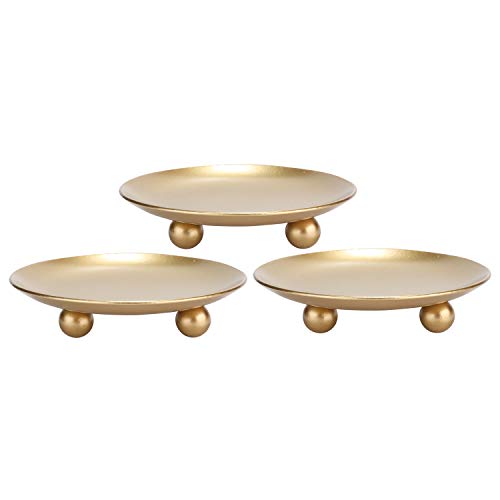 Iron Plate Candle Holder, Gold, Decorative Iron Pillar Candle Holder, Set of 3,Candle Stand for Wax Candles - color: Gold