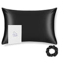 ALASKA BEAR Silk Pillowcase for Hair and Skin Beauty Sleep 100 Real Mulberry Silk Anti-Aging Pillow Slip Case Cover Standard Size with Zipper (1pc, Black) - color: A-black, size: Standard 20''x26''