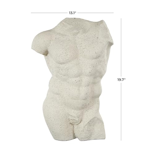 Deco 79 Polystone People Decorative Sculpture Textured Home Decor Statue with Black Speckles, Accent Figurine 13" x 8" x 20", White