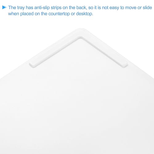 uxcell Serving Tray Small White Mini Tray 4" x 8" Plastic Rectangular Wooden Serving Trays Decorative Ottoman Platter for Breakfast Kitchen Bathroom - color: White