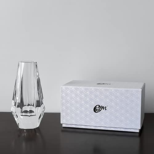 kitCom Flower Crystal Vase, 8.27 inches Modern Crystal Vase, Lead-Free Flower Vase, European Crafted for Table, Home Decoration, Wedding or Luxury Gifts, 8.27 x 3.94 x 3.94 Inches - size: 8.27 x 3.94 x 3.94 Inches