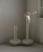 LAWA Set of 2 Pumpkin Base Candle - Beautiful Handmade Pillar Unscented Soy Wax Elegant Aesthetic Vase Candle Housewarming Gift Home Room Shelf Decor Idea White - color: White