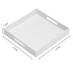 KEVLANG Glossy White Sturdy Acrylic Serving Tray with Handles-14x14Inch-Serving Coffee,Appetizer,Breakfast,Butler-Kitchen Countertop Tray-Makeup Drawer Organizer-Vanity Table-Ottoman Tray - color: Glossy White, size: 14" x 14" x 2"