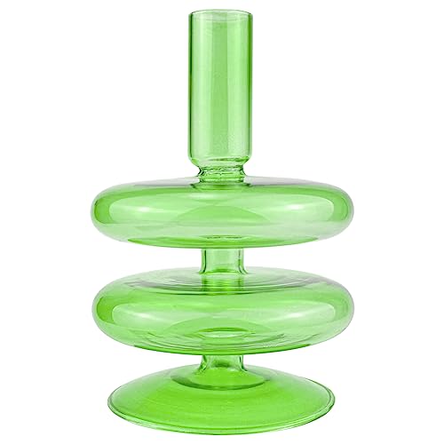 Clear Taper Candle Holders Glass Candle Stick Holder Modern Candle Holders for Tapered Candlesticks Wedding Reception Centerpieces Christmas（Dark Green） - color: Color 5