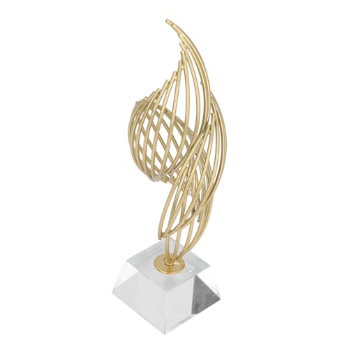 Spiral Mesh Sculpture Gold Abstract Art Decor Modern Luxury Home Decoration Desk Shelf Figurines 10.2 Inch for Living Room Bedroom Office (Crystal White) - size: Crystal White