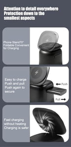 2026 3 in 1 Wireless Charging Station for Apple MagSafe Charger, 15W Fast Magnetic MagSafe Charger Stand for iPhone 17 16 15 14 13 12 Apple Watch AirPods Series (Black), Gifts for Men - color: Black