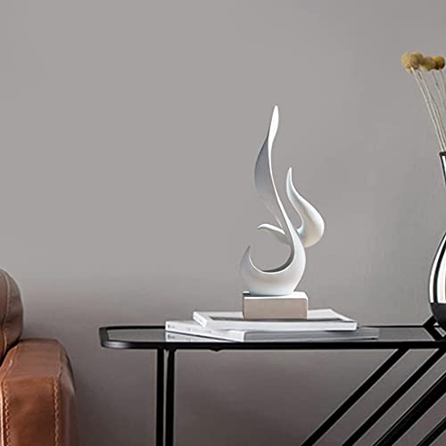 Resin Art Statue Minimalist Figurines Abstract Sculpture Desk Table Sculpture Ornaments for Home Bedroom Living Room Garden Office - White