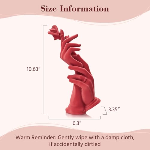 Romantic Couple Statue with Rose, Modern Love Figurine for Home Decor, Symbol of Love & Commitment, Anniversary Wedding Gift for Couples, Bedroom Living Room Shelf Decoration (Red) - color: Hand Rose-red