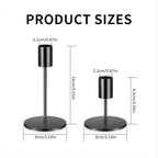 3 Pcs Black Candlestick Holders Set - Matte Black 5.5" & 3.3" Taper Candle Holders for Modern Table Centerpiece and Home Decor