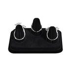 MOOCA 2 Pcs Set 3-Ring Organizer for Showcase Display Ring Finger Holder Jewelry Display Stands Showcase Jewelry Storage Counter, Black Velvet, 4 W x 3 1/4D x 2 3/8H inch - color: Black Velvet, 3 Rings x 2