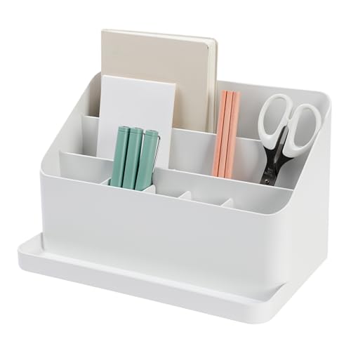 BLUE GINKGO Desk Organizer – Korean-Made Office Storage for Pens, Notes, Mail, and Supplies (White) - color: WHITE, size: ORGANIZER