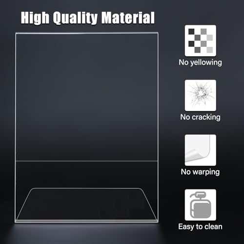 xydstay 12pack 8.5x11 Acrylic, L Shape Clear Plastic, Menu Holder, Unbreakable Table Sign Holder for Restaurant, Office, School, Store and Home Use