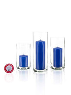 yummi Set of 36 Slim Pillars and Cylinder Vases - Royal Blue - color: Royal Blue