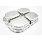 Korean Stainless Steel Divided Plates for Toddlers, Kids, Babies, Premium 304, Electro-Polished, No Black Residue, BPA-Free, 4-Compartment Food Tray, Camping, Balanced Meals, Set of 2 - size: 4 Compartments