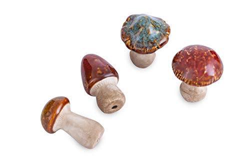 Ceramic Mushrooms Figurine Garden Decor, Lawn Mushrooms Decor, Garden Pots Decoration, Set of 4, 3 Inches High - style: Small-4