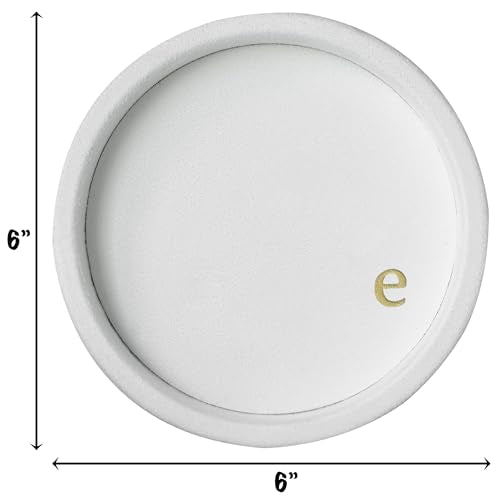 COLLECTIVE HOME - Velvet Jewelry Tray, 6" Monogrammed Jewelry Dish, Smooth Velour Display Dish for Rings, Earrings, Necklaces, Makeup, Personalized Gifts for Women (White-e) - color: White-e