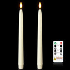 Homemory 11 inches Waxy Flameless Taper Candles with Remote Timer Dimmer, 2 Pcs Battery Operated Taper Candles with Flickering Flame, Ivory LED Candlesticks for Wedding, Christmas Indoor Decoration - style: Traditional - Ivory 11"