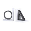 Bookends Modern Light Luxury Bookends Black and White Geometric Marble Bookends Study Bookshelf Cabinet Decorative Ornaments Bookends & Book Racks