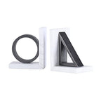 Decorative Bookends Modern Light Luxury Bookends Black and White Geometric Marble Bookends Study Bookshelf Cabinet Decorative Ornaments Book Stopper/Holder