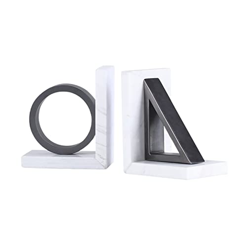 Decorative Bookends Modern Light Luxury Bookends Black and White Geometric Marble Bookends Study Bookshelf Cabinet Decorative Ornaments Book Stopper/Holder