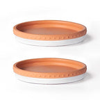 YBX 8-inch Plant Saucer Premium Terracotta Saucer Round Ceramic Plant Trays, Pack of 2 (White/Terracotta) - color: White/Terracotta