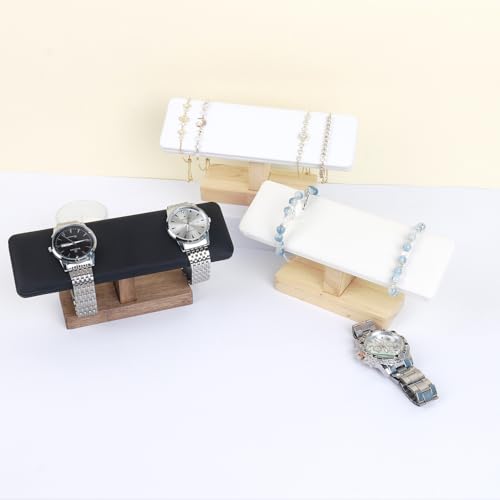 Bracelet Display Tower Watch Holder Jewelry Holder Organizer Rack Wooden Base Watch Display Bangle Scrunchie Headband Headtie Stand Exterior Black PU - color: Flat PU Black