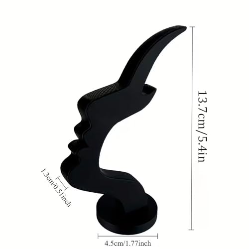 A Black Face-Shaped Creative Stand For The Desk.An Interesting Small Decorative Item.A Creative Human-Shaped Figurine - color: Black