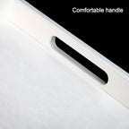 20 * 14 inches Leather Rectangle Serving Tray with Hole Handles,High-End Light Large Service Tray for Ottoman Tray, Tea, Food, Butler - Countertop, Kitchen,Family Dinner, Picnic (White) - color: White, size: 20" x 14" x 2"