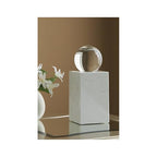 Signature Design by Ashley Sellner Modern 12 in. Crystal and Marble Sculpture, White & Clear - size: 5" W x 5" D x 12.25" H