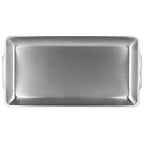 3 Pcs 304 Stainless Steel Serving Platters, 12.6" Rectangle Dinner Plates, Brushed Nickel Organizer Tray for Camping, BBQ, Party, Buffet, Appetizer or Decorations