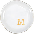 ProCase Ceramic Jewelry Tray, Initial Ring Dish Trinket Plate Engagement Gift, Small Personalized Monogram Ring Bowl for Wedding, White Decorative Jewelry Holder for Women Vanity -Letter M - style: M