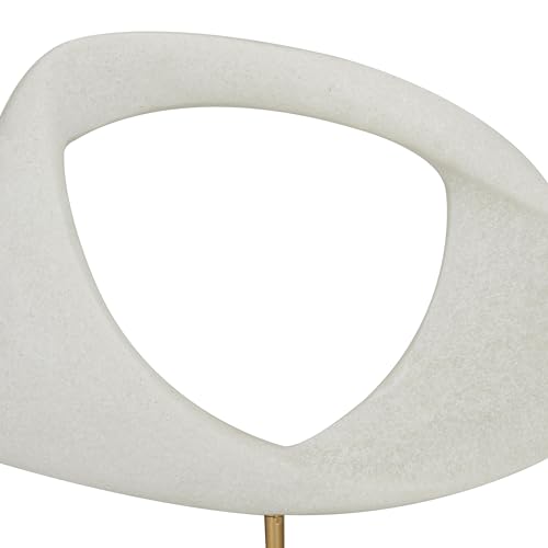 Deco 79 Polystone Abstract Decorative Sculpture Cut-Out Home Decor Statue with Marble Stand, Accent Figurine 12" x 3" x 13", White - size: 12" x 3" x 13"
