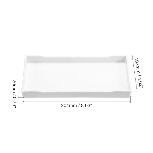 uxcell Serving Tray Small White Mini Tray 4" x 8" Plastic Rectangular Wooden Serving Trays Decorative Ottoman Platter for Breakfast Kitchen Bathroom - color: White