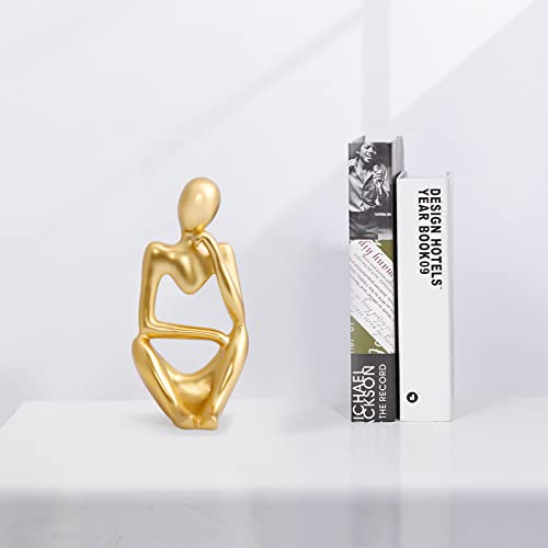 INNOLITES Resin Statue Thinker Style Decoration Abstract Sculptures Collectible Figurines for Home Decor Modern Office Shelf Desktop（Gold-Right - color: Gold-right