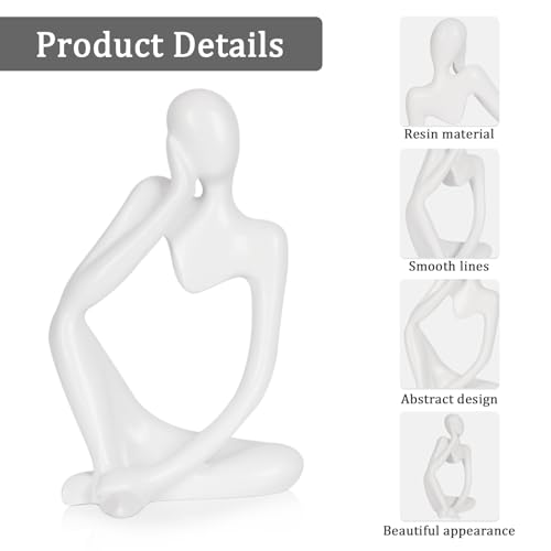 Sandstone Resin Thinker Style Abstract Sculpture Statue Collectible Figurines Home Office Bookshelf Desktop Decor (Small White, 3pcs) - color: Small White, size: 3pcs
