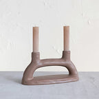 Creative Co-Op Modern Stoneware Double Taper Holder, Matte Brown