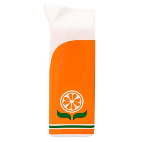 ban.do Vintage Inspired Orange Juice Vase, The Original Rise and Shine Decorative Ceramic Vase, OJ Carton, Retro/Unique/Eclectic/Novelty Accent for Home/Kitchen/Office, Orange Juice - color: Orange Juice